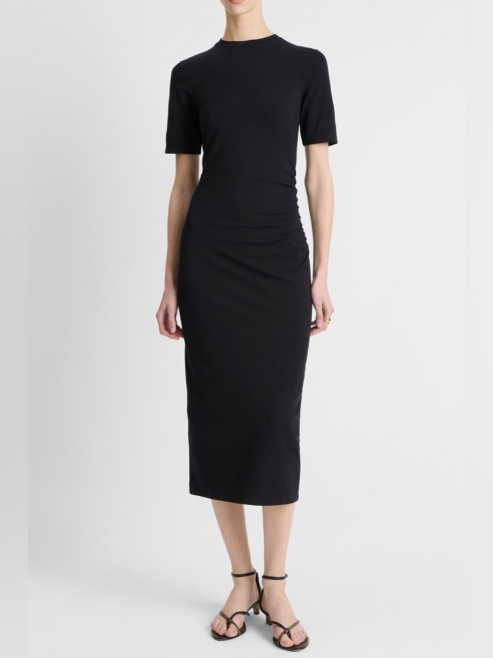 VINCE Pima Cotton-Blend Side-Drape Dress